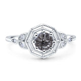 Art Deco Round Natural Stone Beaded Ring