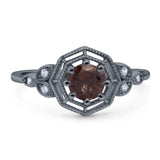 Art Deco Round Natural Stone Beaded Ring