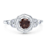 Art Deco Round Natural Stone Beaded Ring