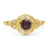 Art Deco Round Natural Stone Beaded Ring