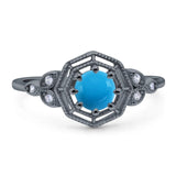 Art Deco Round Natural Stone Beaded Ring