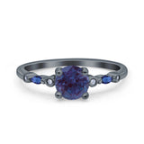 Minimalist Round Natural Stone Art Deco Ring