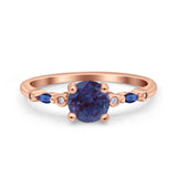 Minimalist Round Natural Stone Art Deco Ring