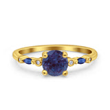 Minimalist Round Natural Stone Art Deco Ring