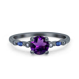 Minimalist Round Natural Stone Art Deco Ring