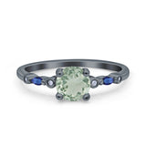 Minimalist Round Natural Stone Art Deco Ring