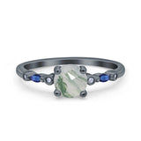 Minimalist Round Natural Stone Art Deco Ring