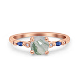 Minimalist Round Natural Stone Art Deco Ring