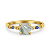 Minimalist Round Natural Stone Art Deco Ring