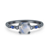 Minimalist Round Natural Stone Art Deco Ring