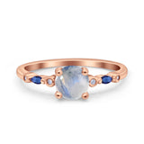 Minimalist Round Natural Stone Art Deco Ring