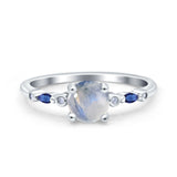 Minimalist Round Natural Stone Art Deco Ring