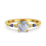 Minimalist Round Natural Stone Art Deco Ring