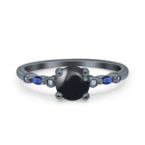 Minimalist Round Natural Stone Art Deco Ring