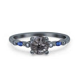 Minimalist Round Natural Stone Art Deco Ring