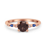 Minimalist Round Natural Stone Art Deco Ring