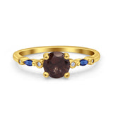 Minimalist Round Natural Stone Art Deco Ring