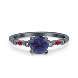 Minimalist Round Natural Stone Art Deco Ring