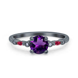 Minimalist Round Natural Stone Art Deco Ring