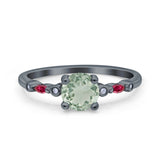 Minimalist Round Natural Stone Art Deco Ring