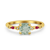 Minimalist Round Natural Stone Art Deco Ring