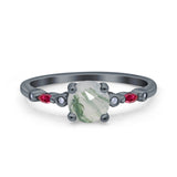 Minimalist Round Natural Stone Art Deco Ring