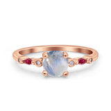 Minimalist Round Natural Stone Art Deco Ring