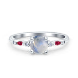 Minimalist Round Natural Stone Art Deco Ring