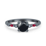 Minimalist Round Natural Stone Art Deco Ring