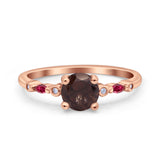 Minimalist Round Natural Stone Art Deco Ring