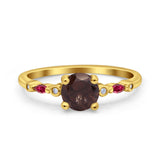 Minimalist Round Natural Stone Art Deco Ring