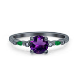 Minimalist Round Natural Stone Art Deco Ring