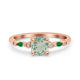 Minimalist Round Natural Stone Art Deco Ring