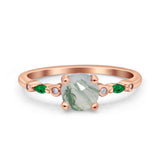 Minimalist Round Natural Stone Art Deco Ring