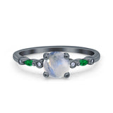 Minimalist Round Natural Stone Art Deco Ring