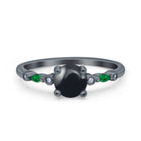 Minimalist Round Natural Stone Art Deco Ring