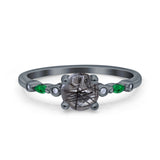 Minimalist Round Natural Stone Art Deco Ring