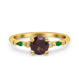 Minimalist Round Natural Stone Art Deco Ring