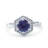 Vintage Style Round Natural Stone Hexagonal Ring