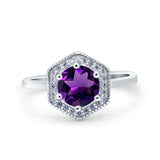 Vintage Style Round Natural Stone Hexagonal Ring