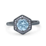 Vintage Style Round Natural Stone Hexagonal Ring