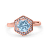 Vintage Style Round Natural Stone Hexagonal Ring