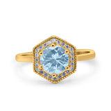 Vintage Style Round Natural Stone Hexagonal Ring