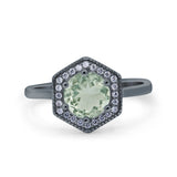 Vintage Style Round Natural Stone Hexagonal Ring