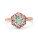 Vintage Style Round Natural Stone Hexagonal Ring