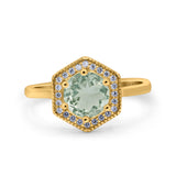 Vintage Style Round Natural Stone Hexagonal Ring
