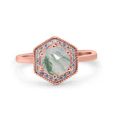 Vintage Style Round Natural Stone Hexagonal Ring