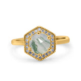 Vintage Style Round Natural Stone Hexagonal Ring