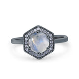 Vintage Style Round Natural Stone Hexagonal Ring