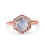 Vintage Style Round Natural Stone Hexagonal Ring